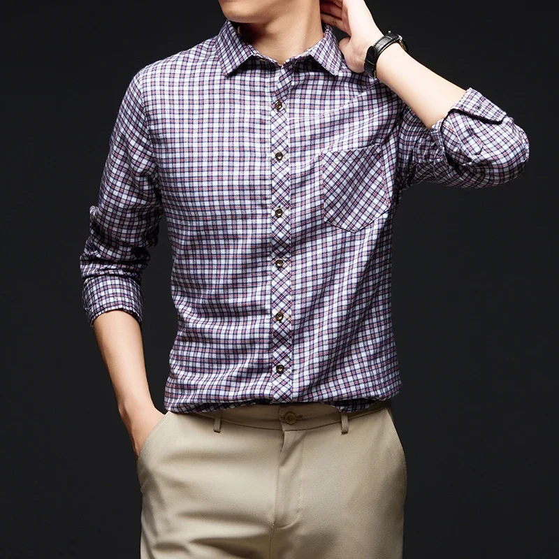 

New Men's Business Casual Long Sleeved Striped Shirt Wrinkle Resistant Wrinkle Free Comfortable All Season Versatile Top