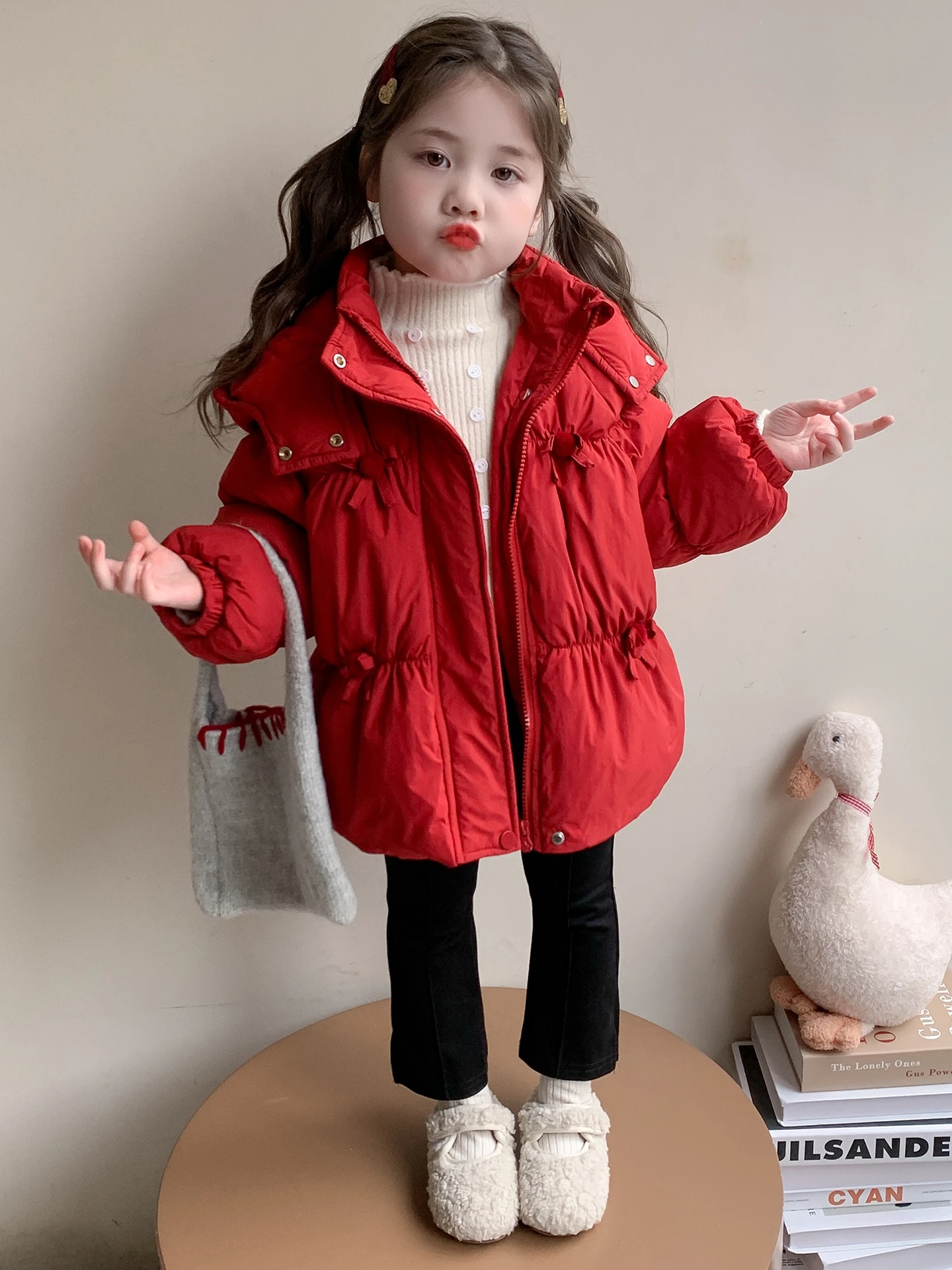 

Детская хлопковая куртка на флисовой подкладке для девочек, теплая зимняя верхняя одежда, нарядная одежда для новогодних посещений, хлопковая верхняя одежда