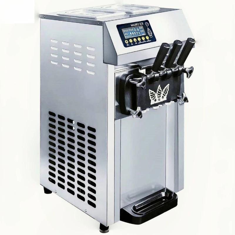 Commercial Ice Cream making Machine for three flavor 1200W Soft Serve 18L/H Pre cooling function, shortage alarm