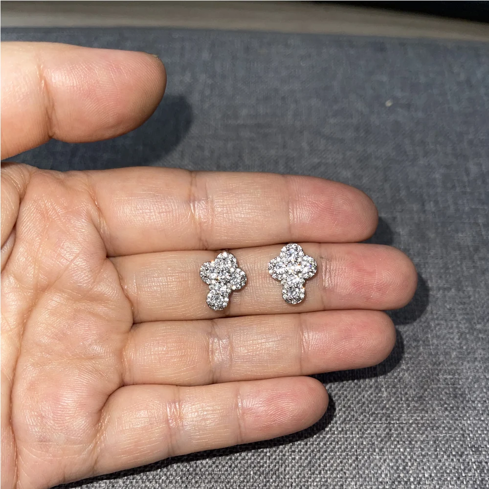 UWIN Cross Stud Earrings for Women Iced Cubic Zirconia Earrings Fashion Jewelry for Gift