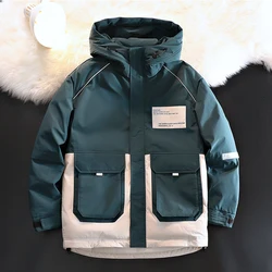 Manteau d'hiver coupe-vent et imperméable pour homme, veste de Ski imprimée, chaude, épaisse, bouffante à capuche, parka à la mode