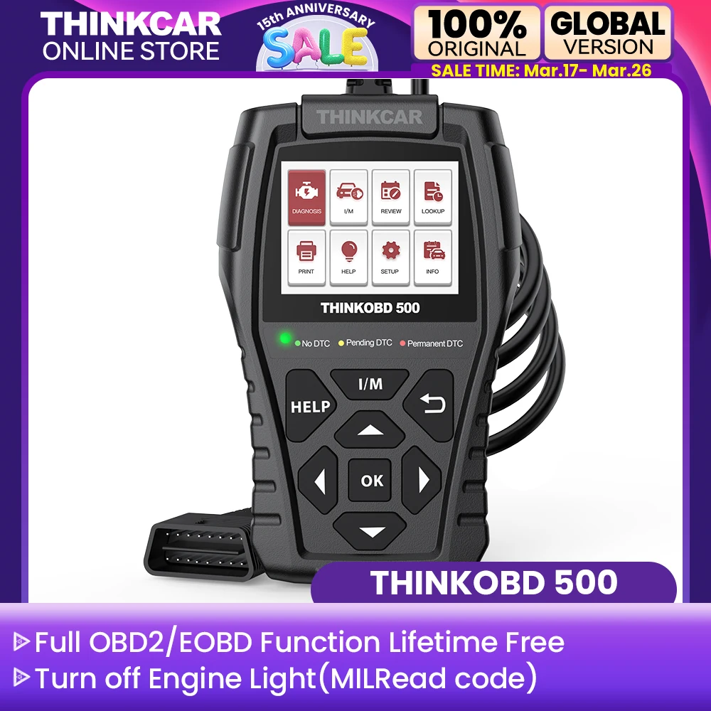 THINKCAR THINKOBD 500 Auto OBD2 Scanner Car Diagnostic With Check Engine System Lifetime Free Upgrade Read Clear Code Reader