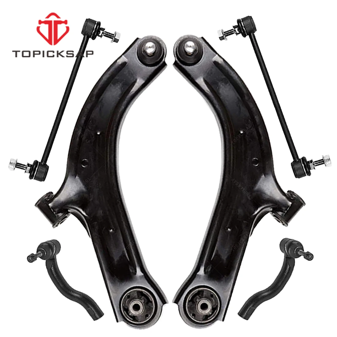 TOPICKSAP 6PCS Suspension Kits Front Lower Control Arms Tie Rods Sway Bar Links Set  for Nissan Cube Versa 2009 2010 - 2014