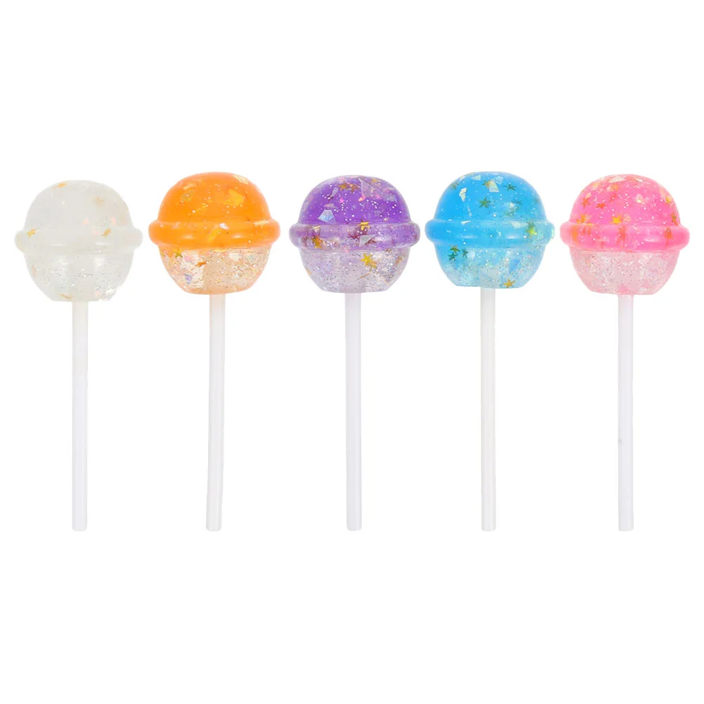 

5 PCS Charms Lollipops Toy Candy Ornaments for Crafts Flatback Pendants Accessories Props Fake Keychain Decor