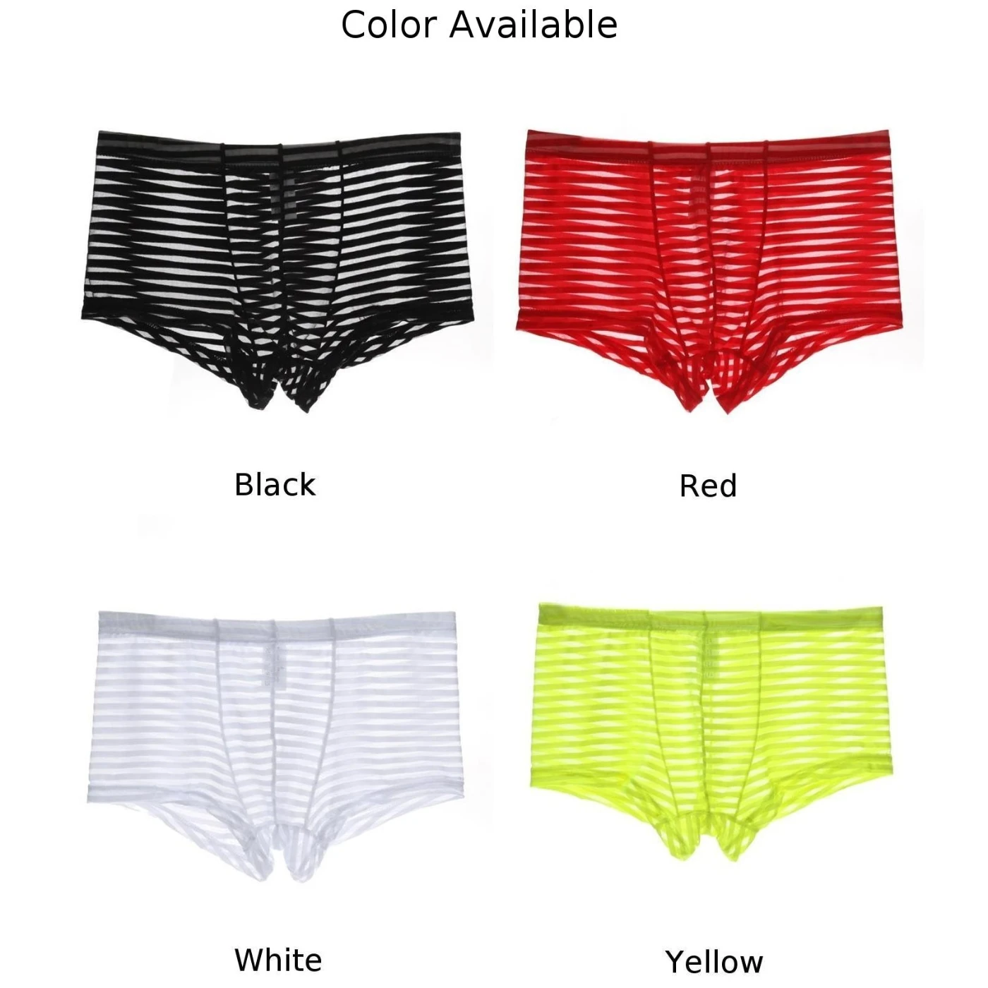 ملابس داخلية للرجال سراويل داخلية عالية التمدد وخفيفة الوزن ومنظور شبكي عادي وشفاف بلون سادة رفيع