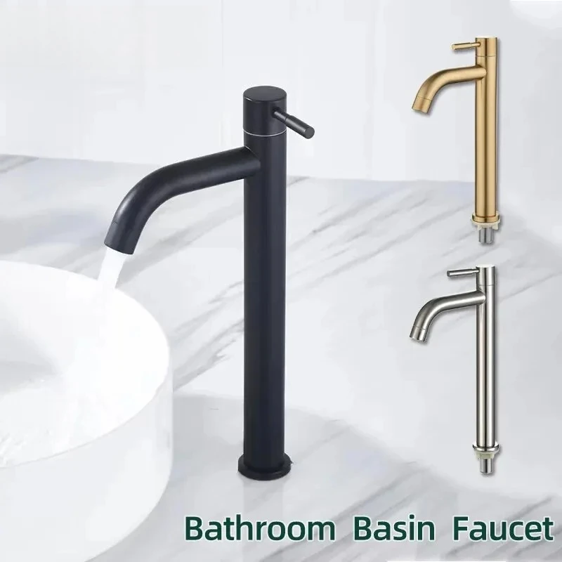 2026 New Arrival LUXROB Stainless Steel Quick Open Heighten Single Cold Kitchen Sink Faucet Bathroom Counter Basin Tap