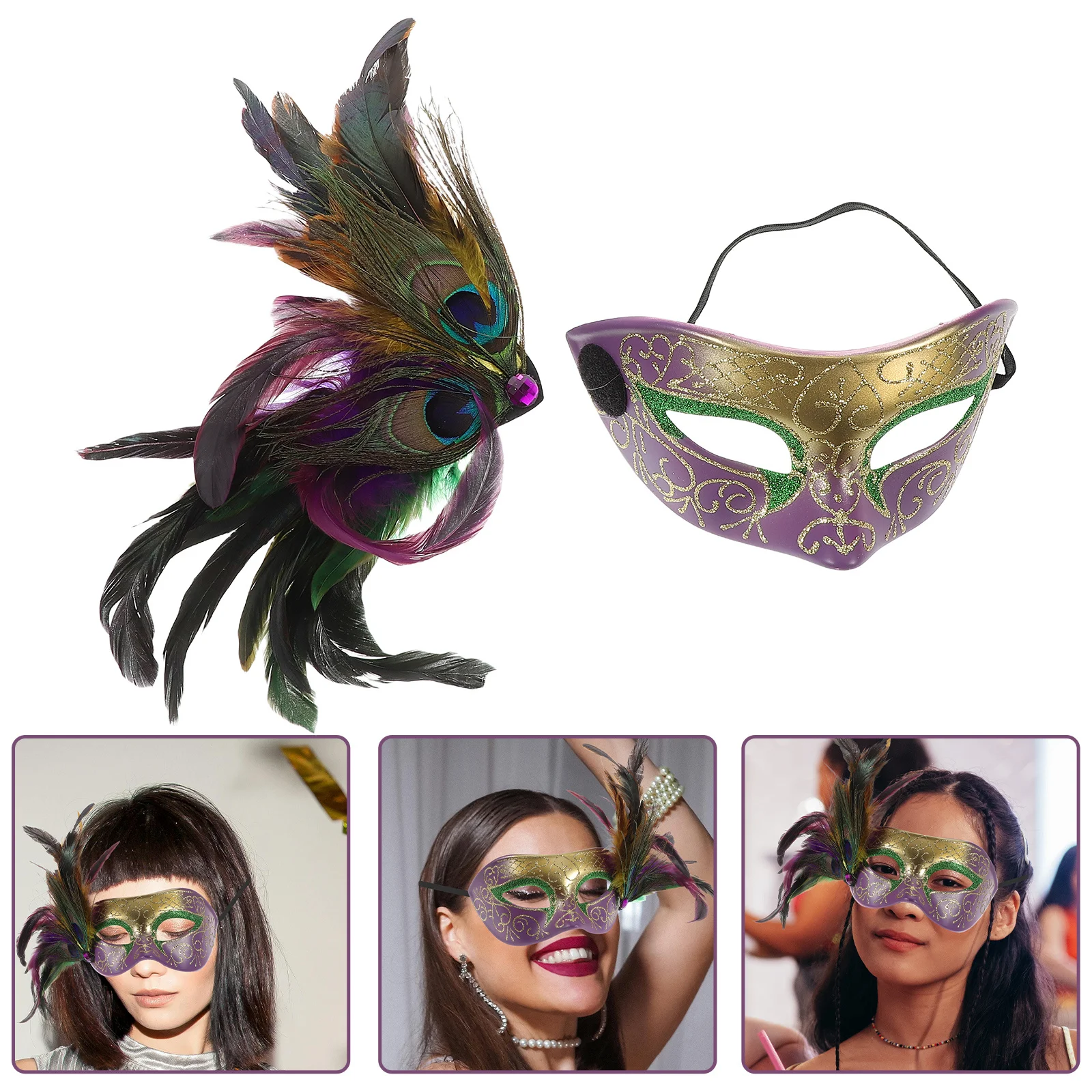 

Маскарадные маски Половина лица Трехцветный градиент Фиолетовый Золотой Зеленый Марди Гра Бал Костюм для вечеринки Маска Костюм на Хэллоуин Маски