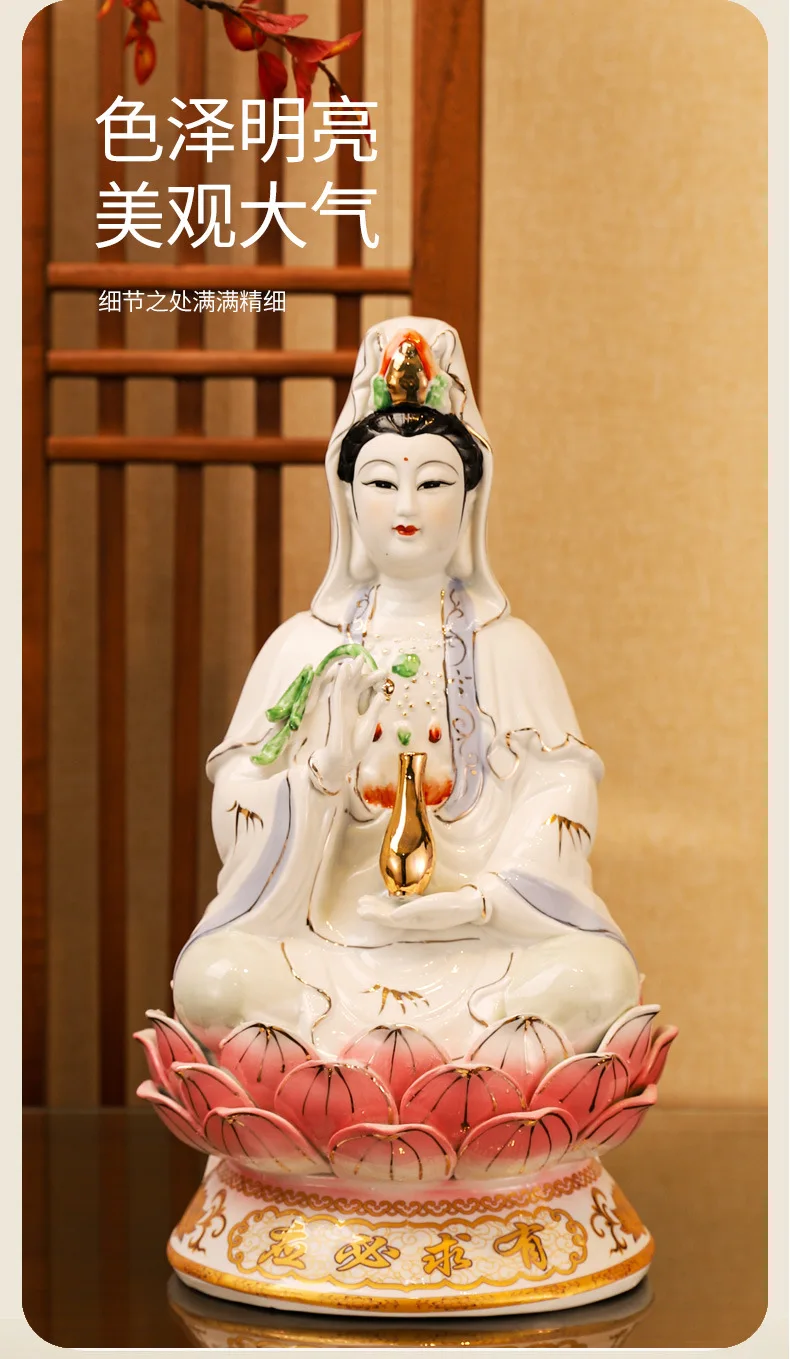 Guanyin Bodhisattva Buddha-Statue Ornament aus Keramik Weißer Jade Guanyin Nanhai Guanyin Familienfrieden – Detail 10