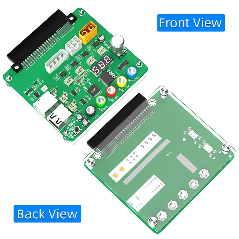 Power Supply Breakout Board with Adjustable Voltage Knob 3.3V/5V/12V/1.8V-10.8V Output USB2.0 Support QC 2.0 QC 3.0 for Dell PSU