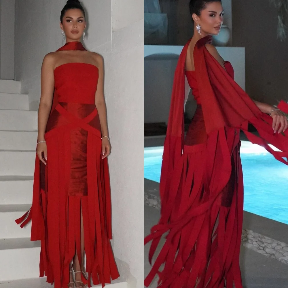 

Простое вечернее платье без бретелек без рукавов по индивидуальному заказу, высококачественные платья из джерси для выпускного вечера, нежные ленты, свадебные платья