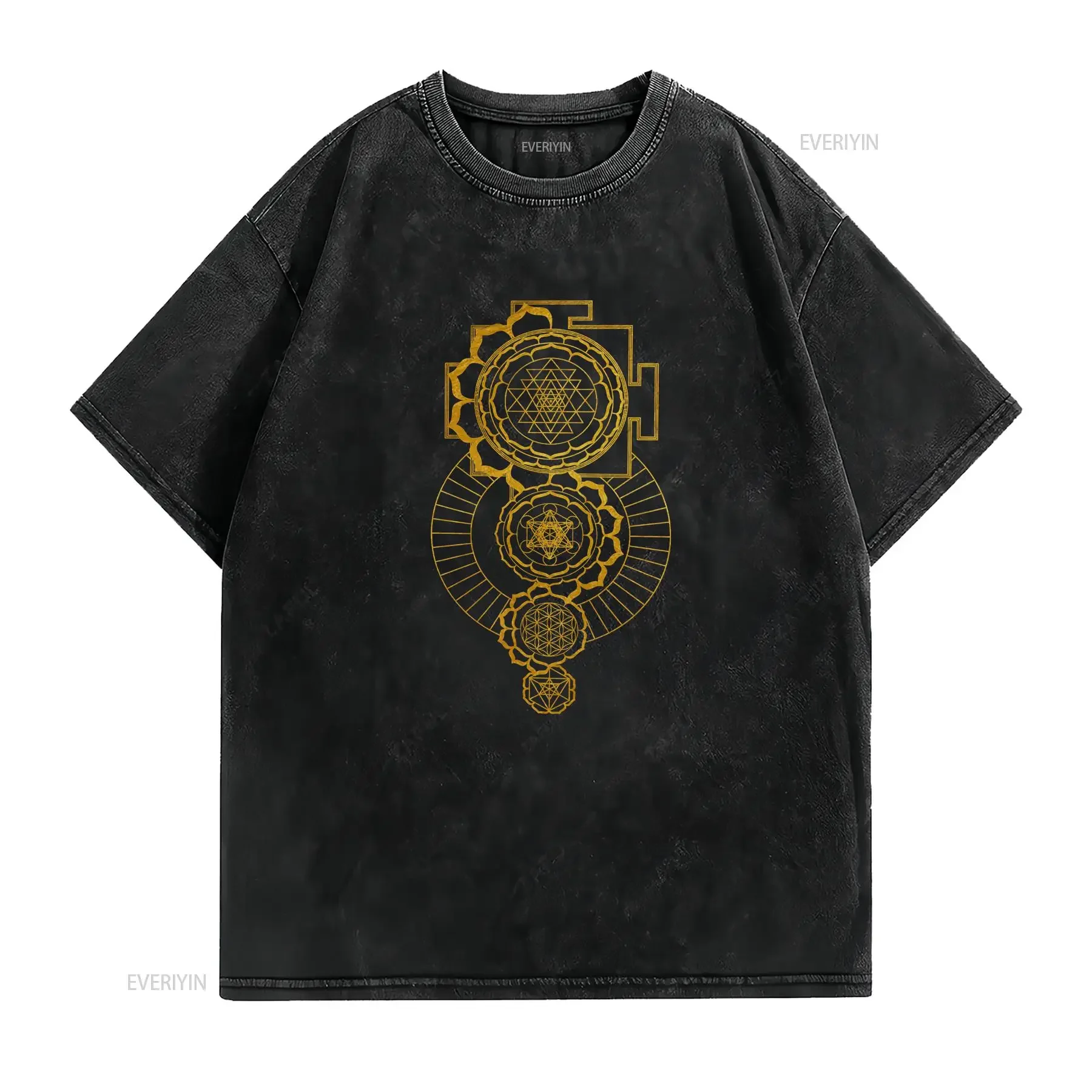 Sri Yantra Metatron's Cube Flower of Life Sacred Geometry Vector Equilibrium Geometric Festival Wear Psychedelic T Shirt