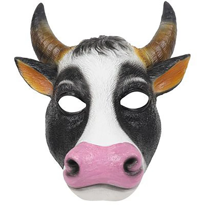 Halloween Costume Party Cow Masquerade Masks Men White Animal Head Hood Cosplay Bar Prom Accessories Surprise Carnival Festival