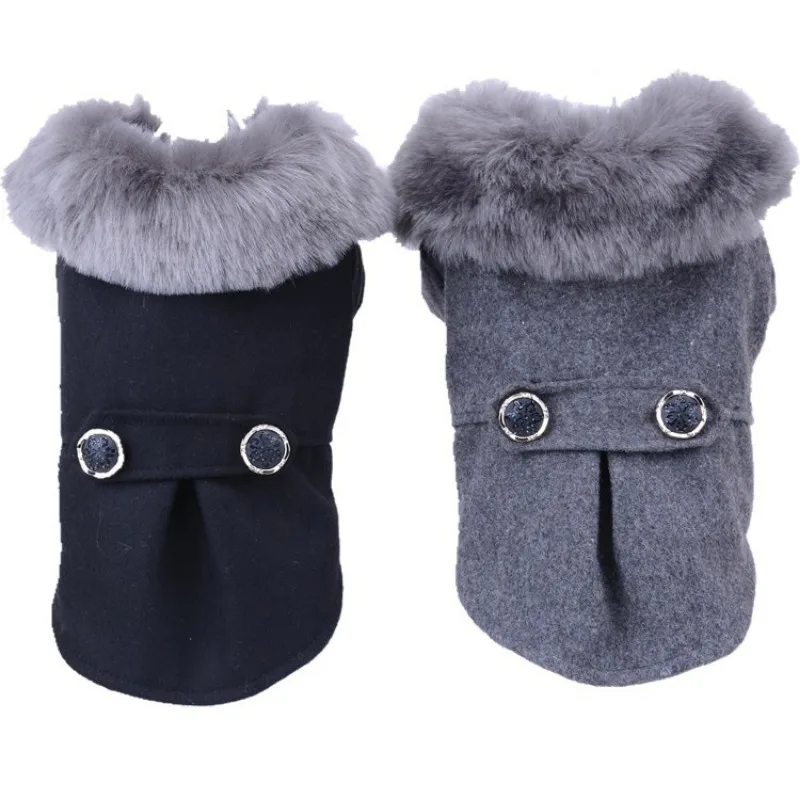 Roupas de inverno para cães de estimação, gola de pele de gato, jaqueta, casaco, suéter, quente, acolchoado, vestuário para cachorros pequenos e médios, animais de estimação