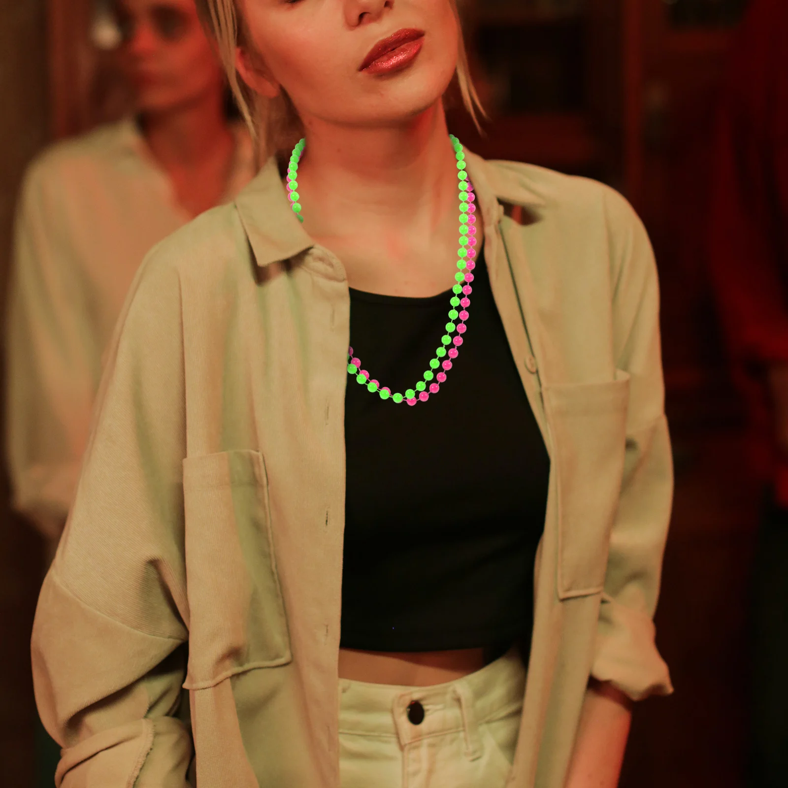 

party bead necklace colorful bead necklace bead necklace for party plastic neon necklace neon bead bracelets