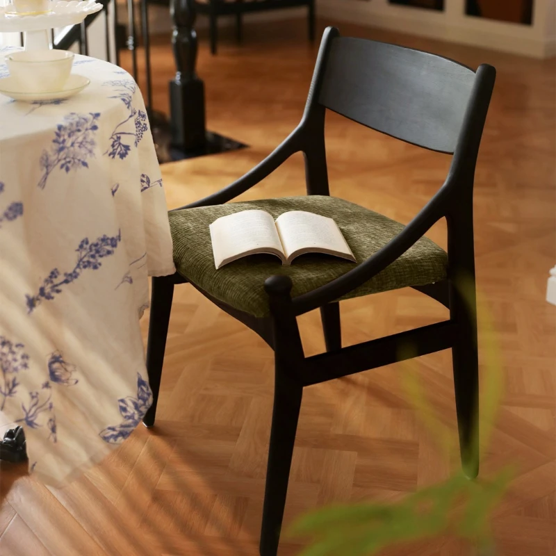 

Medieval style solid wood dining chair home leisure office commercial back chair advanced retro desk