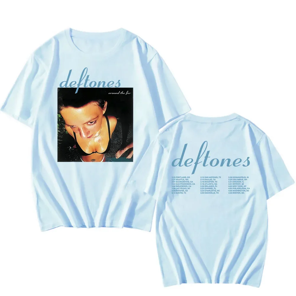 ديفتونز جولة 2025 تي شيرت حول الفراء ألبوم الجرافيك بلايز قصيرة الأكمام القطن الصيف تي شيرت الهيب هوب الفرقة موضة تيز #6