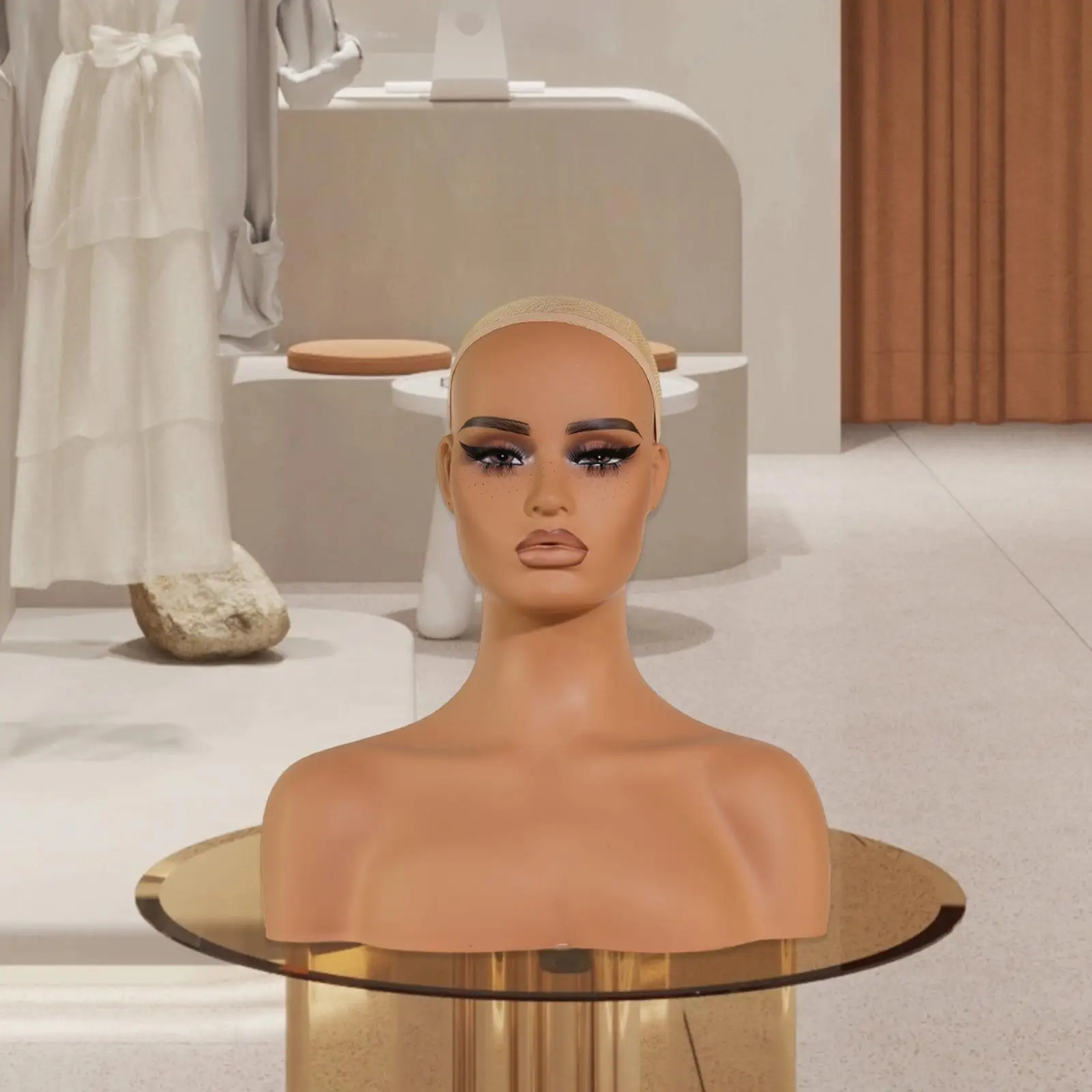 

Mannequin Head PVC with Makeup Multifunctional Wig Display Stand for Wig