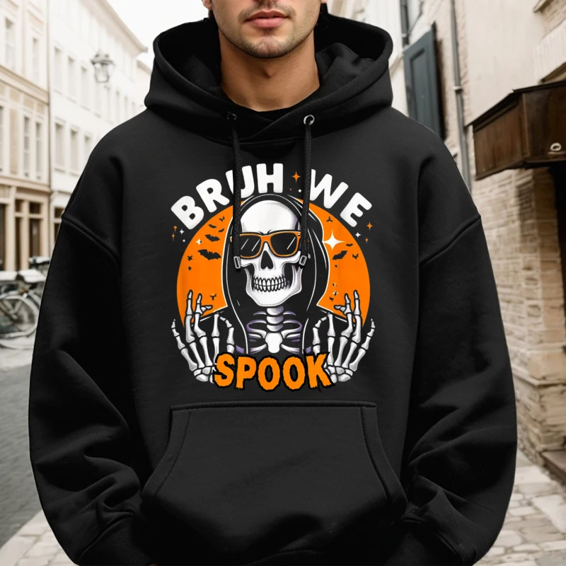 Special Mens Sweatshirt Halloween Shirt Boys Skeleton Bruh Funny Hoodies long Sleeve Normal Sweatshirt O Neck