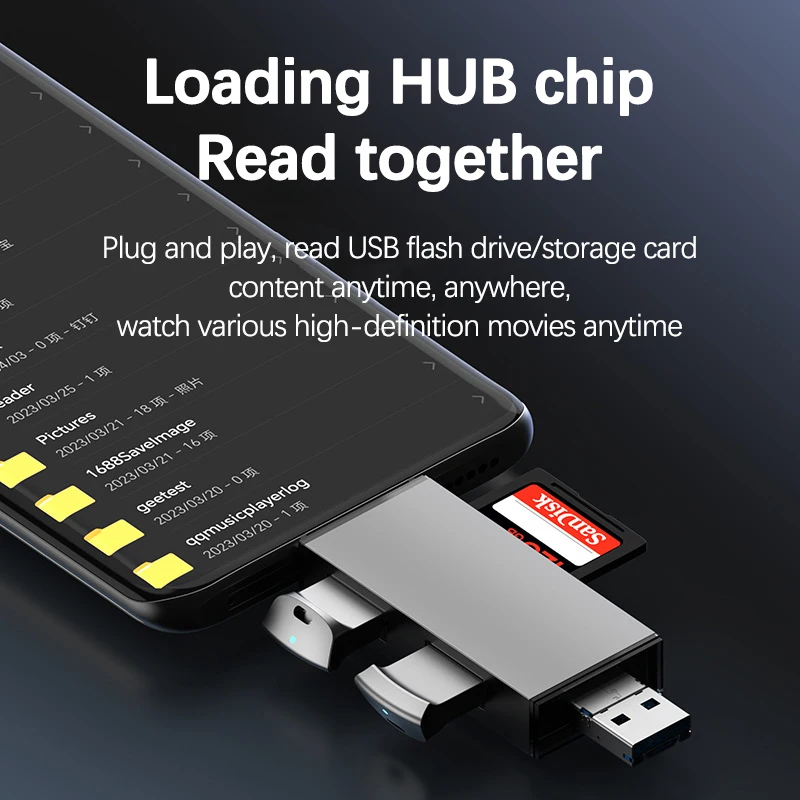 UTHAI TF20 Laptop accessories new alloy high-speed card reader OTG multifunctional type-c, 3.0 high-speed SD/TF