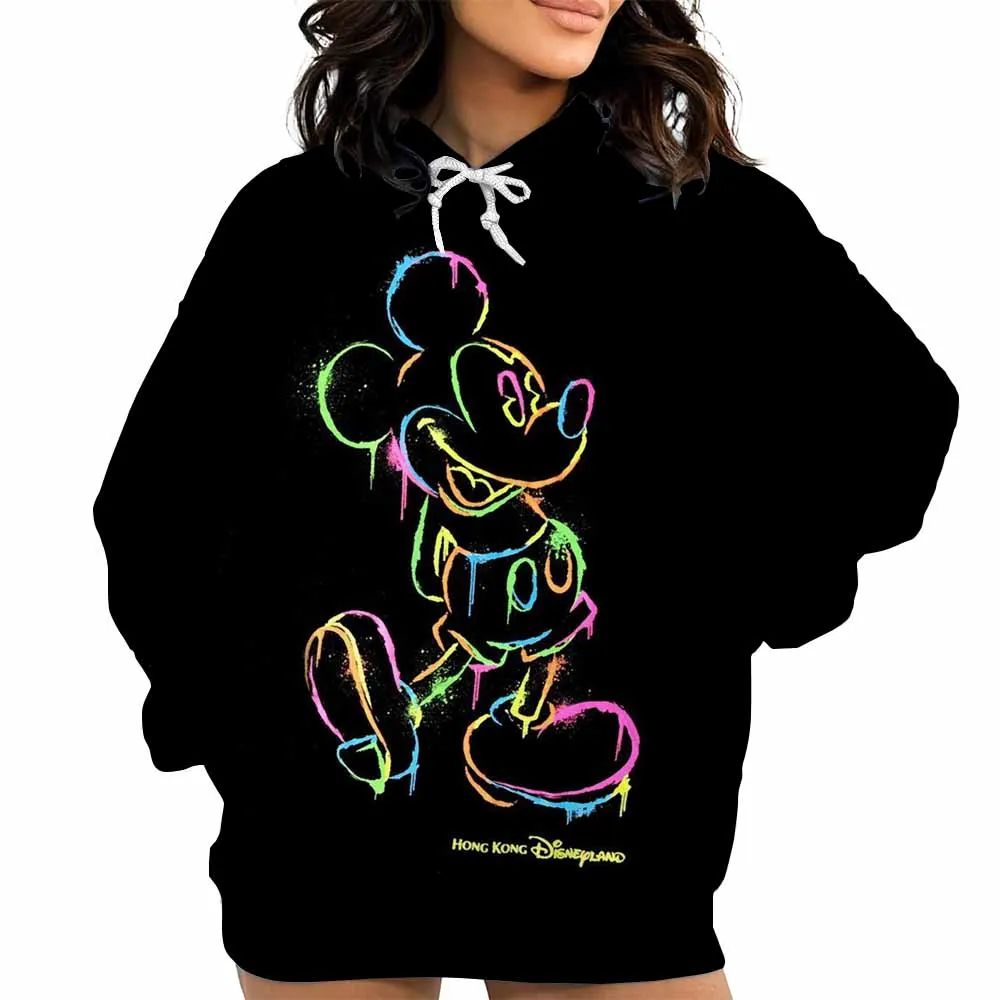 Retro herfsthoodies voor mannen en vrouwen bedrukte Mickey Mouse-patronen Street Style Street-vest met capuchon en lange mouwen