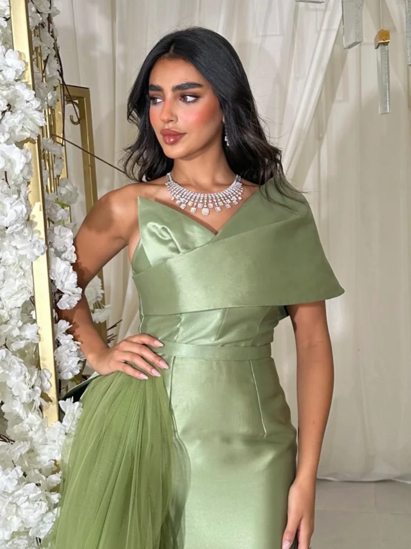 Oisslec vestido de baile moda um ombro bainha vestido de festa até o chão lantejoulas cetim franzido vestidos de noite formais плаokubе ж onderdelenе