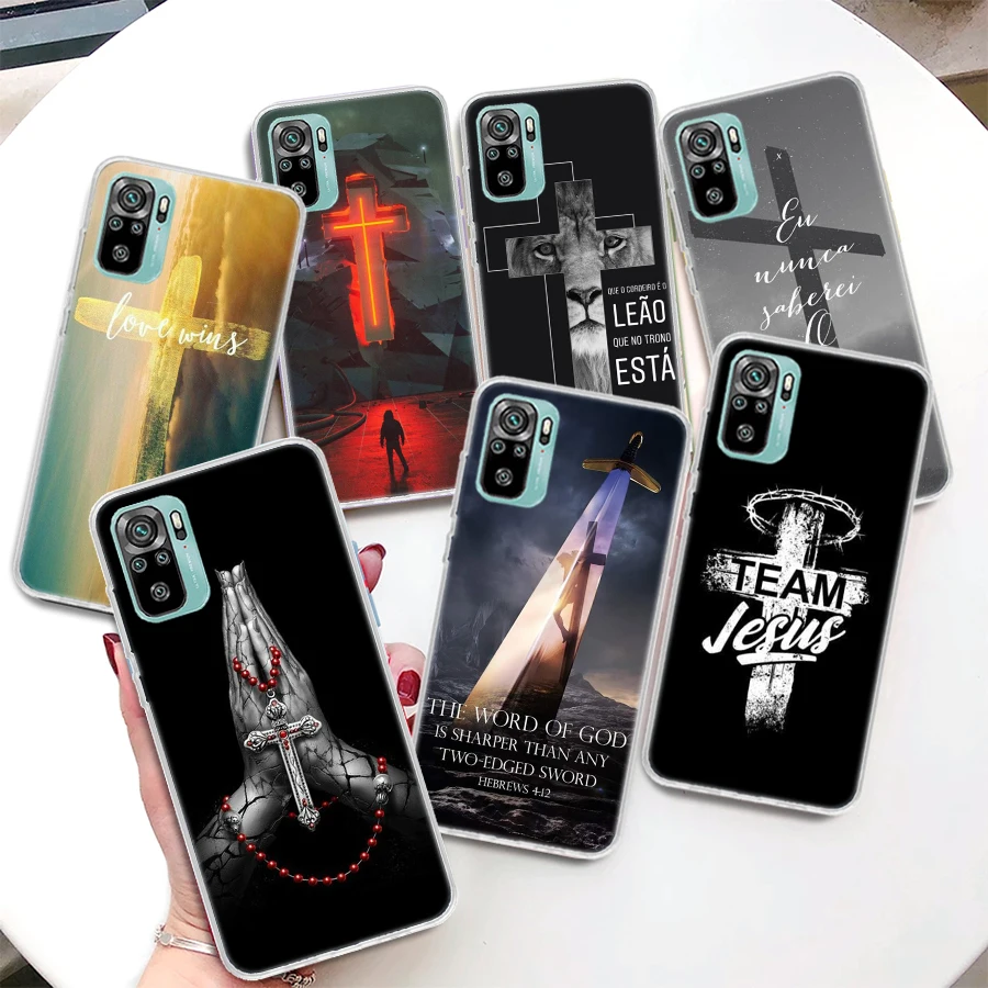 God Jesus Pray Cross Coque Phone Case For Xiaomi Redmi Note 13 14 12S 12 11S 11T 11E Pro Plus 11 10 10S 4G 5G 14Pro Soft Silicon