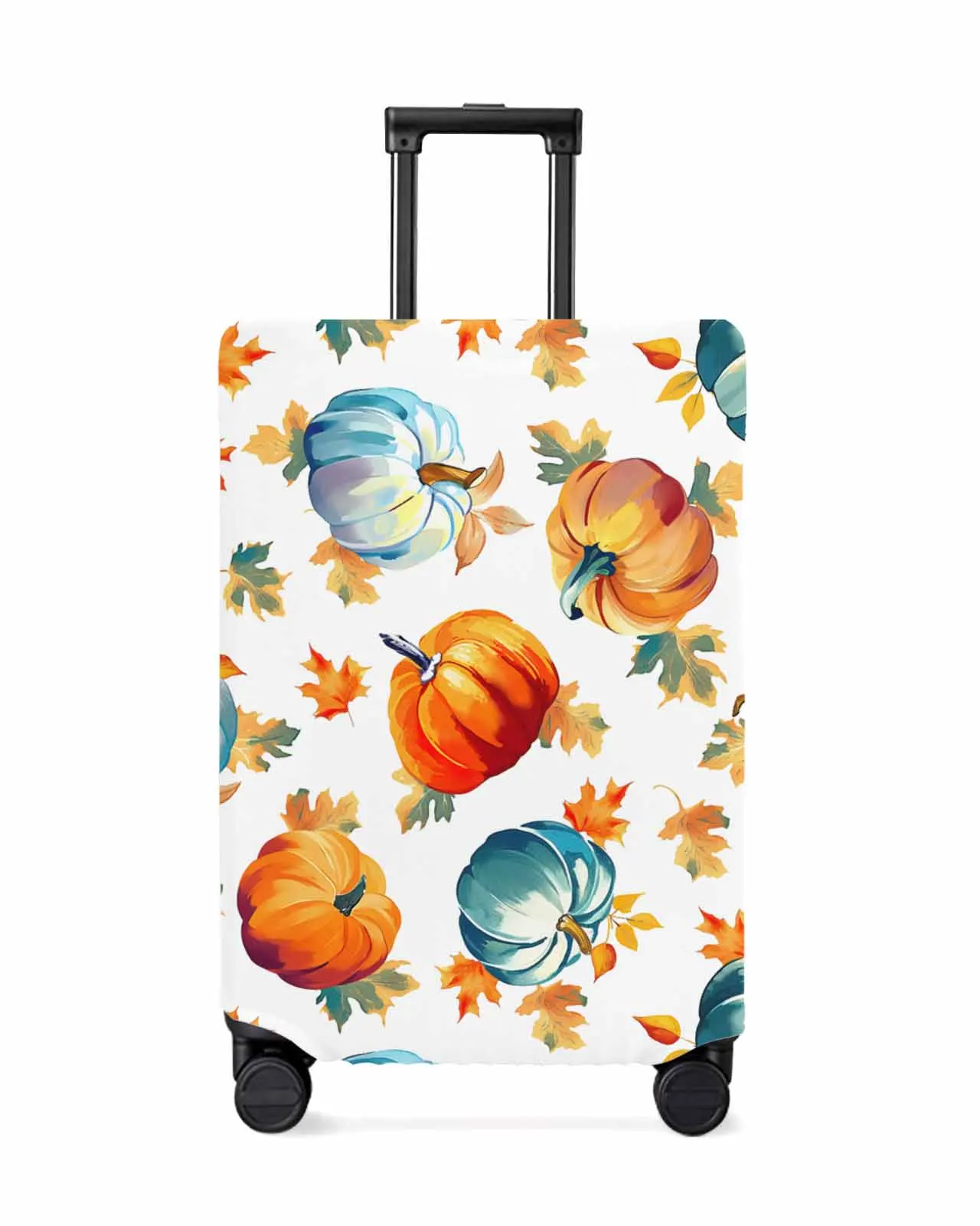 

Hand-Painted Watercolor On Pumpkin Leaves Stretch Suitcase Protector Baggage Dust Case Cover For 18-32 Inch Travel