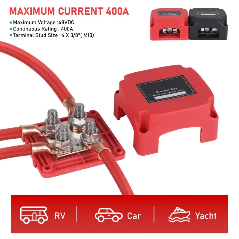 M10 Stud Busbar 400A 48VDC Car Ferry Battery Negative Terminal 4 X 3/8 