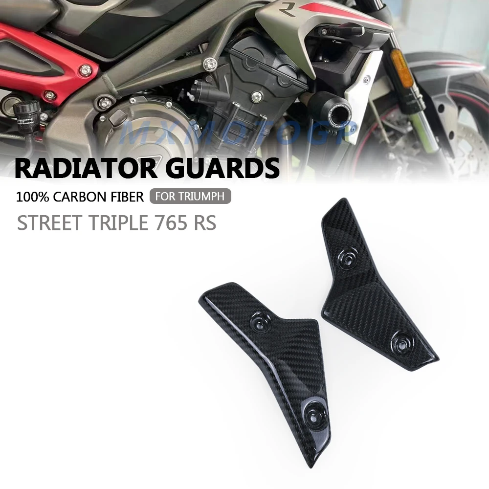 

Для Triumph Street Triple 660 765 R RS 100% углеродное волокно, аксессуары для мотоциклов, крышка радиатора, обтекатель боковой панели 2020 2021 2022