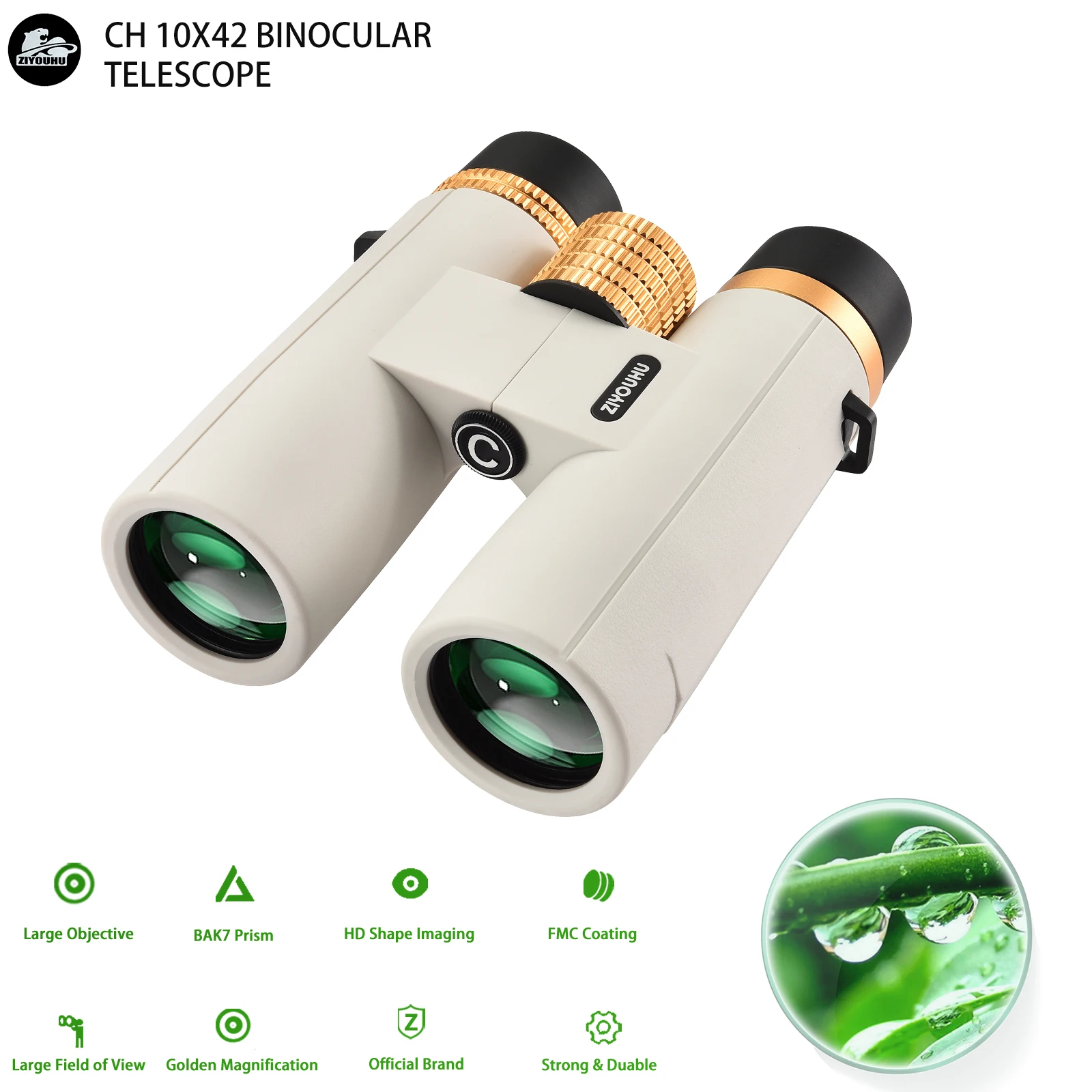 

10X42D Professional High-Power UHD Binoculars, Dual-User Telescope, Large Field of View Outdoor Binoculars for Camping