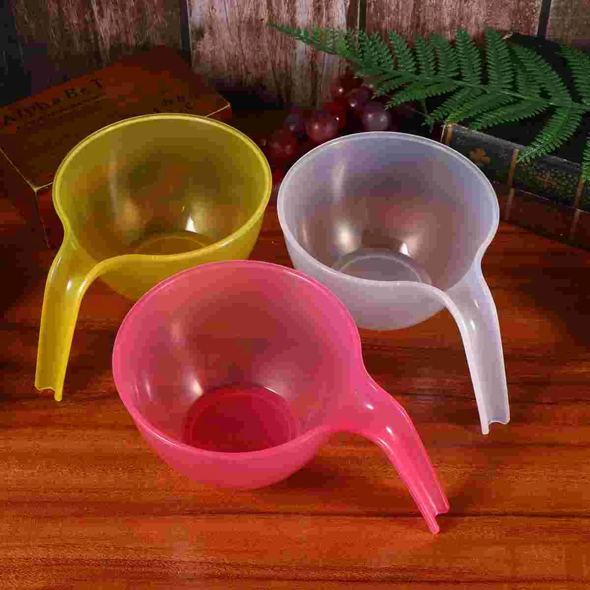 

3pcs Simple Bowl Snacks Salad Bowl Plastic Sauce Mixing Bowl Microwave Cooking Bowl Food Serving Bowl (Yellow + Pink + Transpare