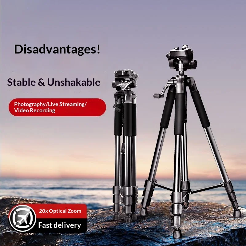 Professional 3 Sections DSLR  Tripod Stand 2-5kg Load Capacity Holder for Photography Studio Live Streaming Video Shooting