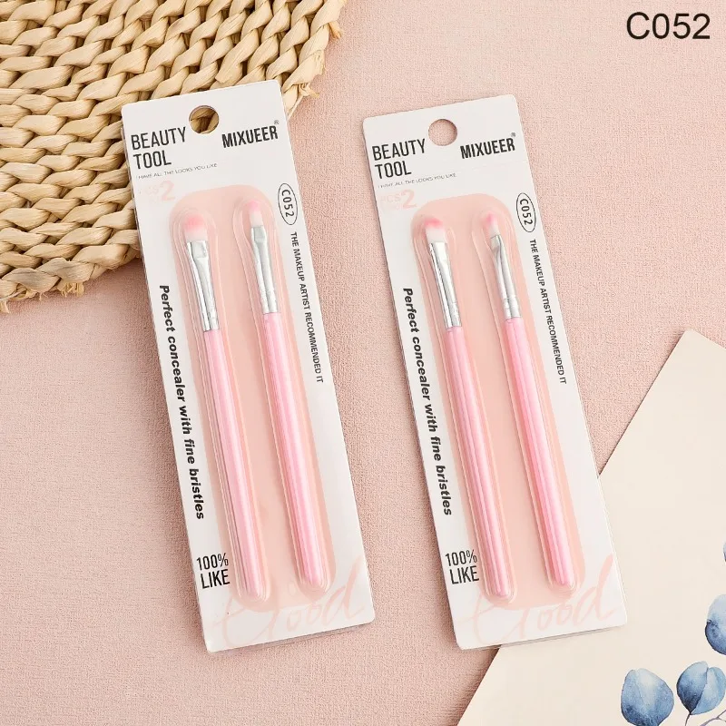 

Pink Makeup Brush Set 2 Pieces Portable Multi Function Eye Shadow Powder Handle Lip Brush Cosmetics Kawaii Accessories Wholesale