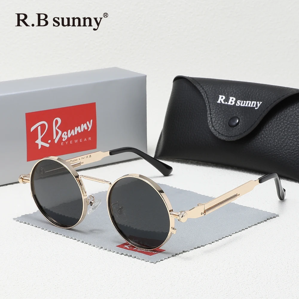 レトロパンクラウンド合金デザインサングラス男性ファッション運転クール眼鏡偏光-uv400-高品質メガネ