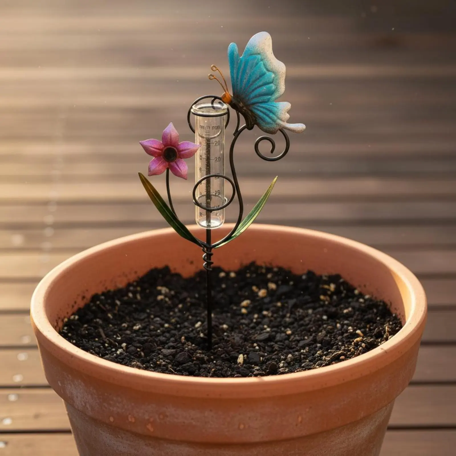 Decorative Garden Rain Gauge Easy to Read Scale Decorative Rain Gauge Outdoor Rainfall Measurement Tool Stable & Long-Lasting