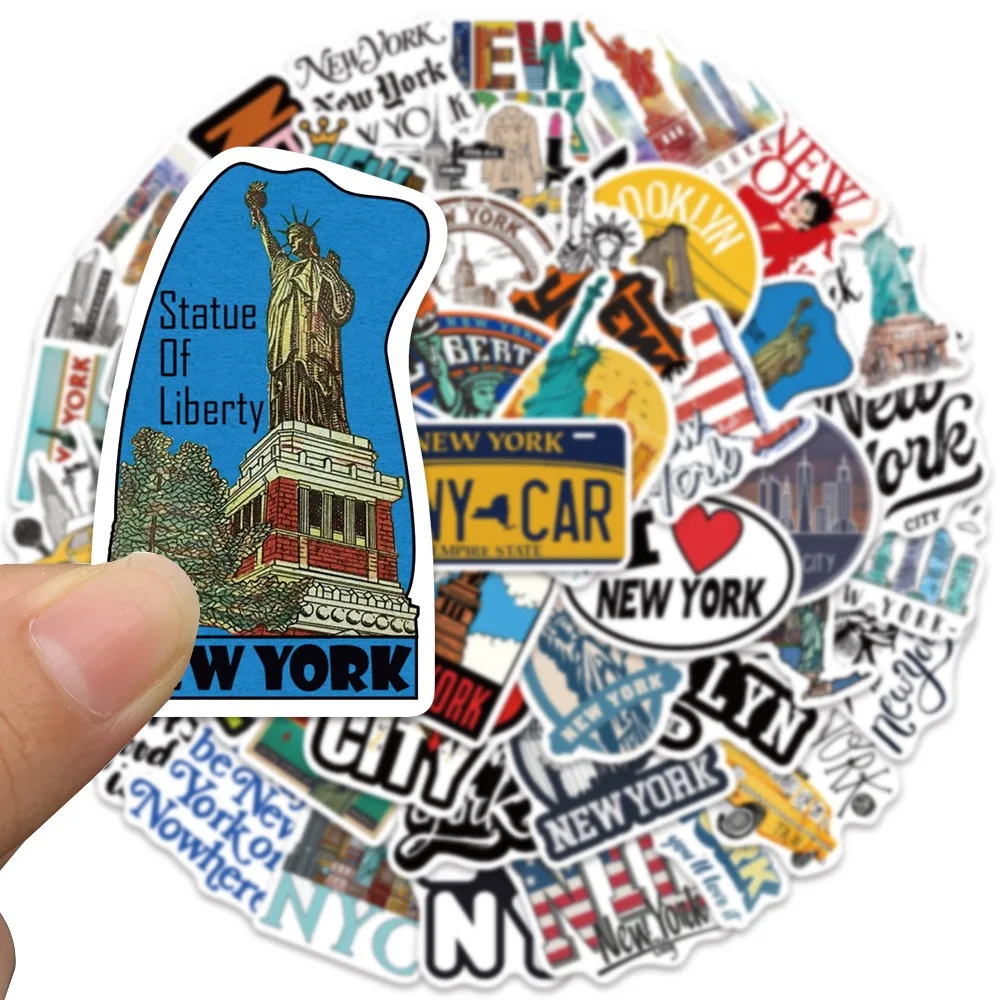 10/50pcs Cute New York City Graffiti Stickers Landmark Building Decals DIY Scrapbook Phone Travel Luggage Skateboard Car Sticker