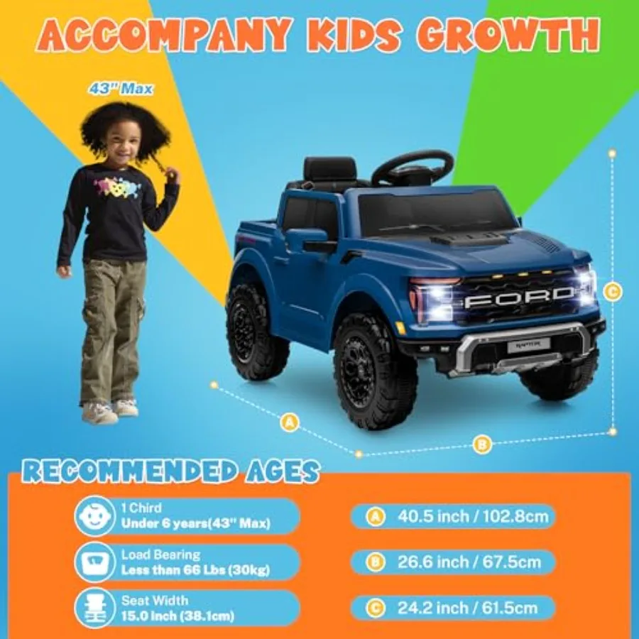 12V Licensed Toddler Ride On Car w/Remote Control, Battery Powered Kids Electric Car w/LED Lights, Bluetooth, Soft Start, 4-Whee