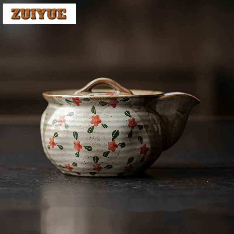 Hand-painted Little Flower Teapot Hand Grasp Pot Teapot Boutique Pot Tea Soaking Kettle with Filter Cha Accessories Craft 160ml