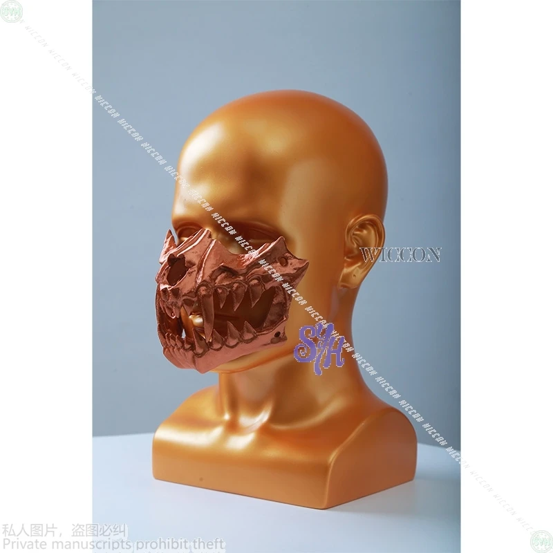 毛皮の着ぐるみコスプレスカルアニメ 3D ポリ乳酸 4 色ハロウィンメッシュマスク二層ホラー牙スカルマスクアクセサリー