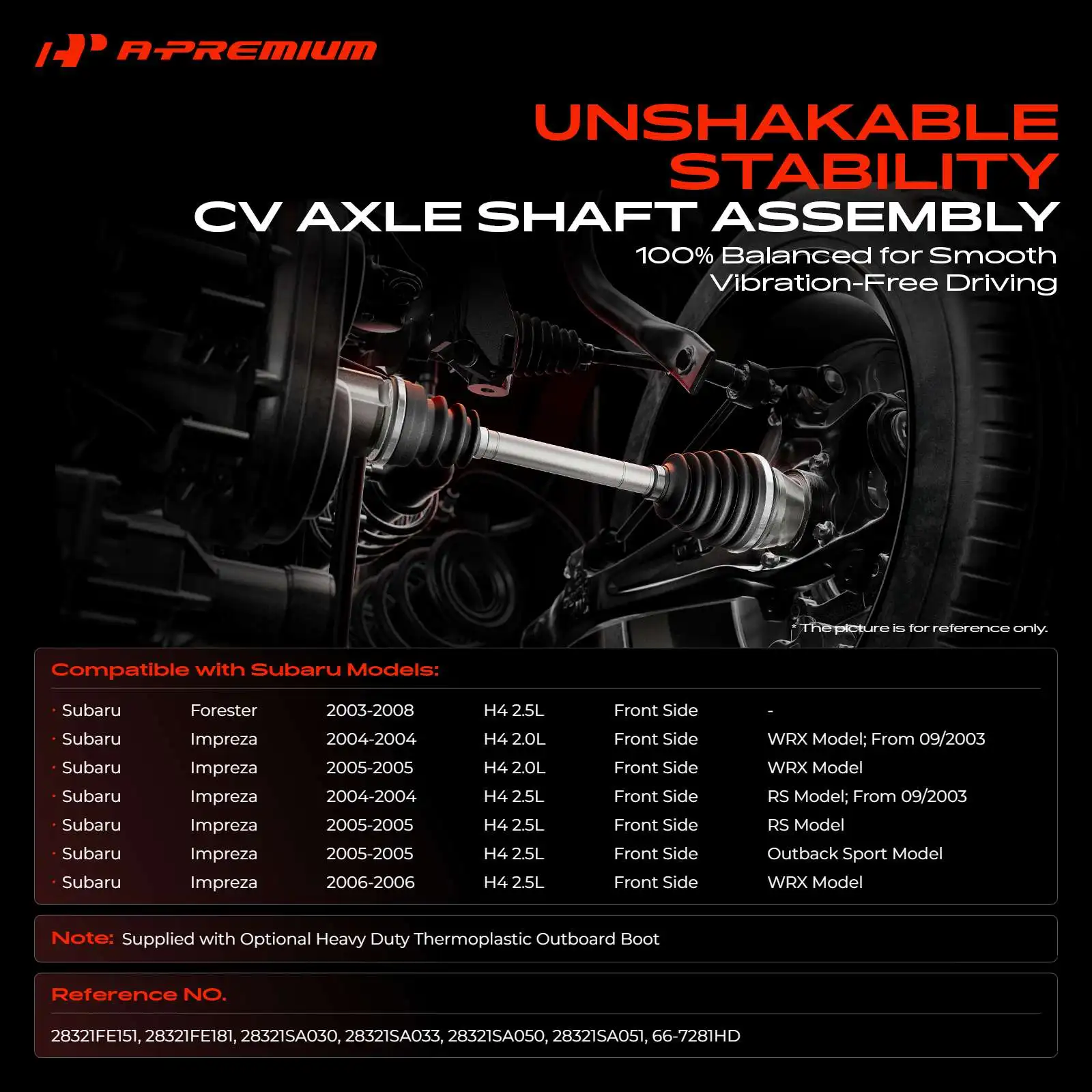 A-Premium Front CV Axle Assembly for Subaru Forester 2003-2008 Impreza 2004 2005 2006