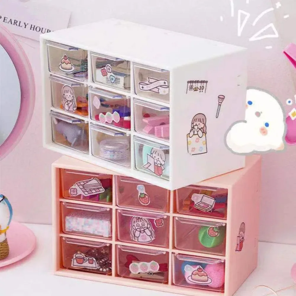 

1PC Stackable Drawers Nine-square Grid Storage Box Handmade Dolls Jewelry Makeup Organizer Lipstick Display Stand Home Decorate