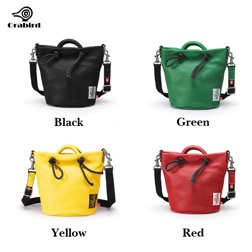 Orabird Luxury Fashion Women Bucket Bag Soft Cow Leather Ladies Shoulder Crossbody Handbags Small Purse Female