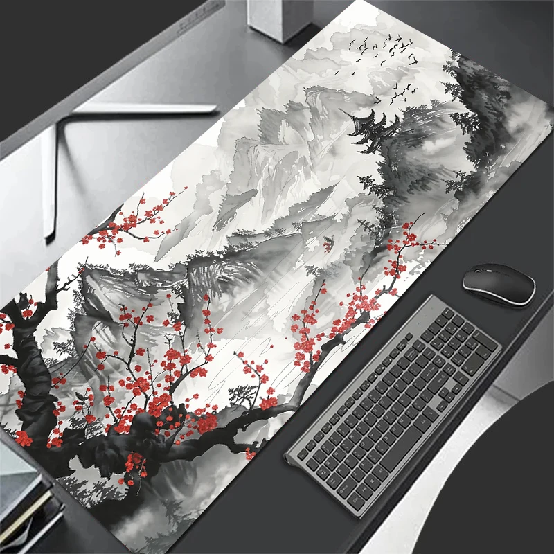 Watercolor landscape painting mouse pad XL gaming computer mousepad large art desk pads game laptop office anti-slip rug 900*400