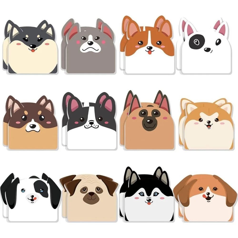 

12pcs Cute Kitty Animal Memo Pad Creative Cartoon Cat Sticky Note Posted Meow Dog Message Paper School Supplies