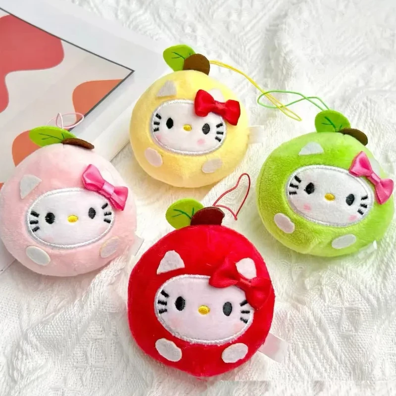 جديد لطيف كيتي أفخم المفاتيح 3 بوصة التفاح على شكل ألعاب من نسيج مخملي سلسلة سيارة الديكور دمية عيد الميلاد هدية عيد ميلاد #2