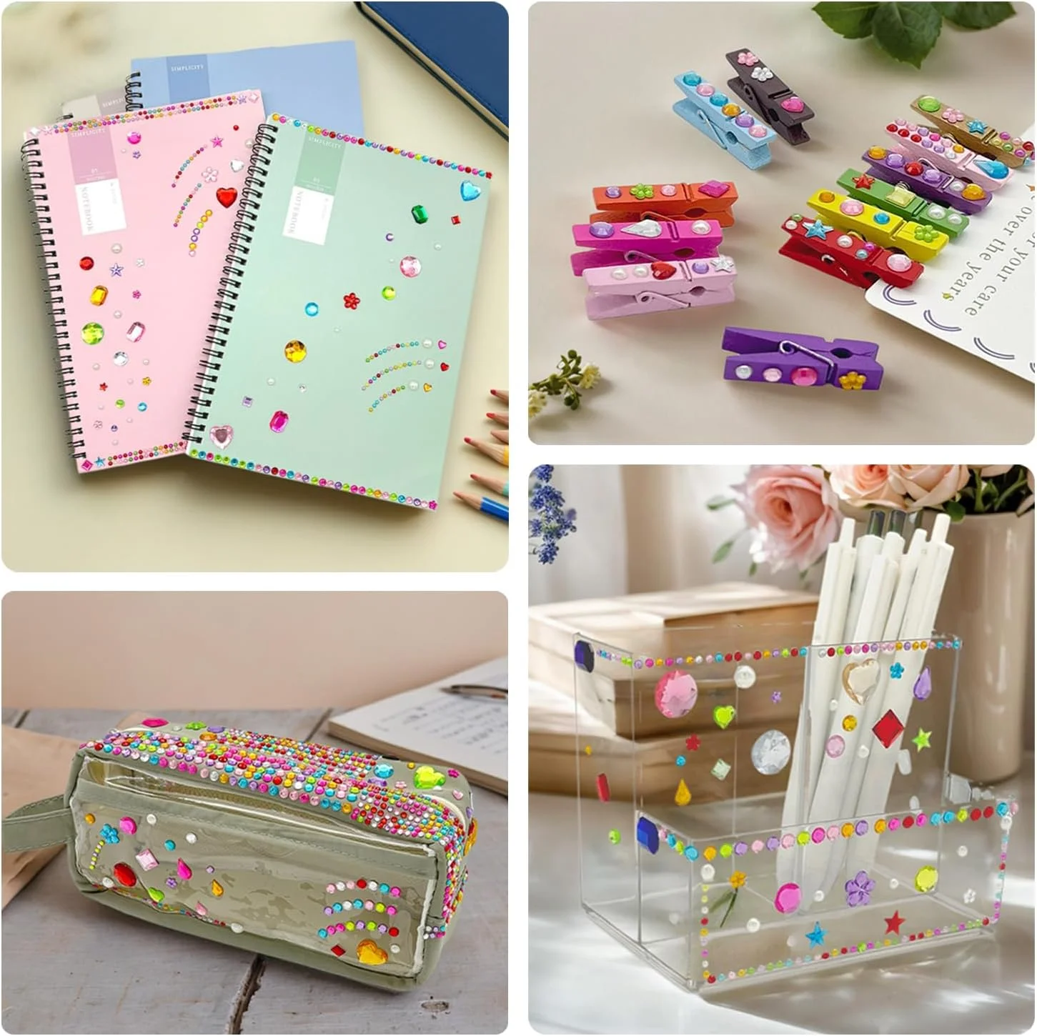 2774 stuks edelsteenstickers juwelen voor ambachten, zelfklevende strass juweel stok op edelstenen, acryl bling hartstickers