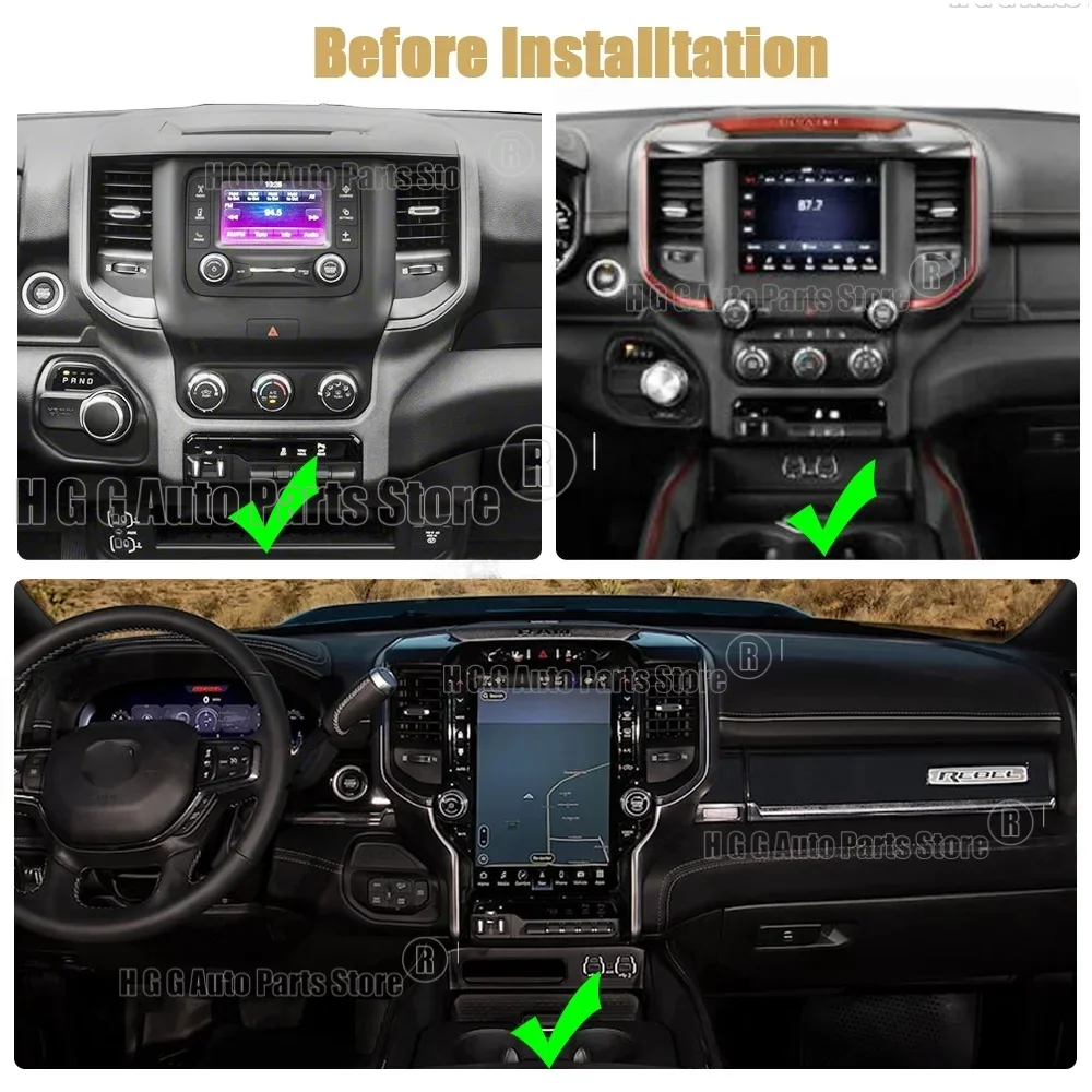 Yes 13.6 Inch For Dodge Ram 1500 2500 3500 2019 - 2023 Car Radio Multimedia Player GPS Touch Screen Android 13 BT Audio DSP 1Din