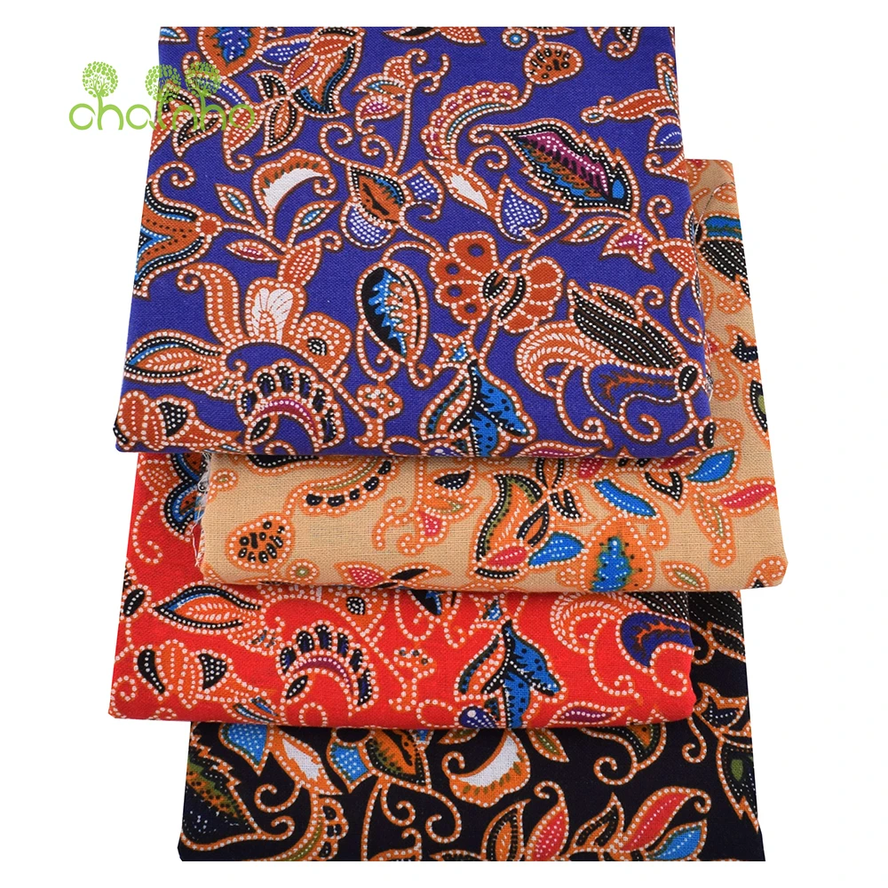 Chainho,Printed Cotton Linen Fabric,DIY Quilting Sewing Material,Patchwork Cloth,Floral Series,3 Specification,CL35