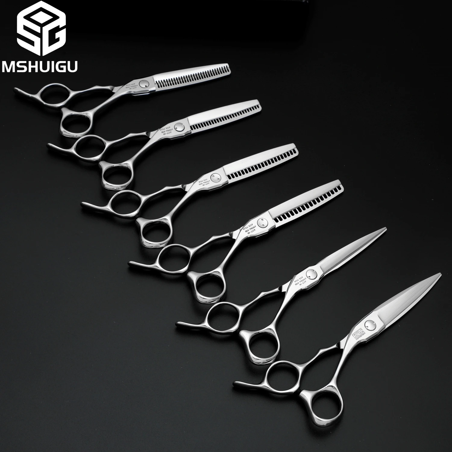 MSHUIGU Professionelle Haarstrukturschere, gebogene Klinge, kann Schere, Friseurschere, Werkzeugzubehör, Japan vg10 Stahl, 15,2 cm verschiebbar – Detail 2