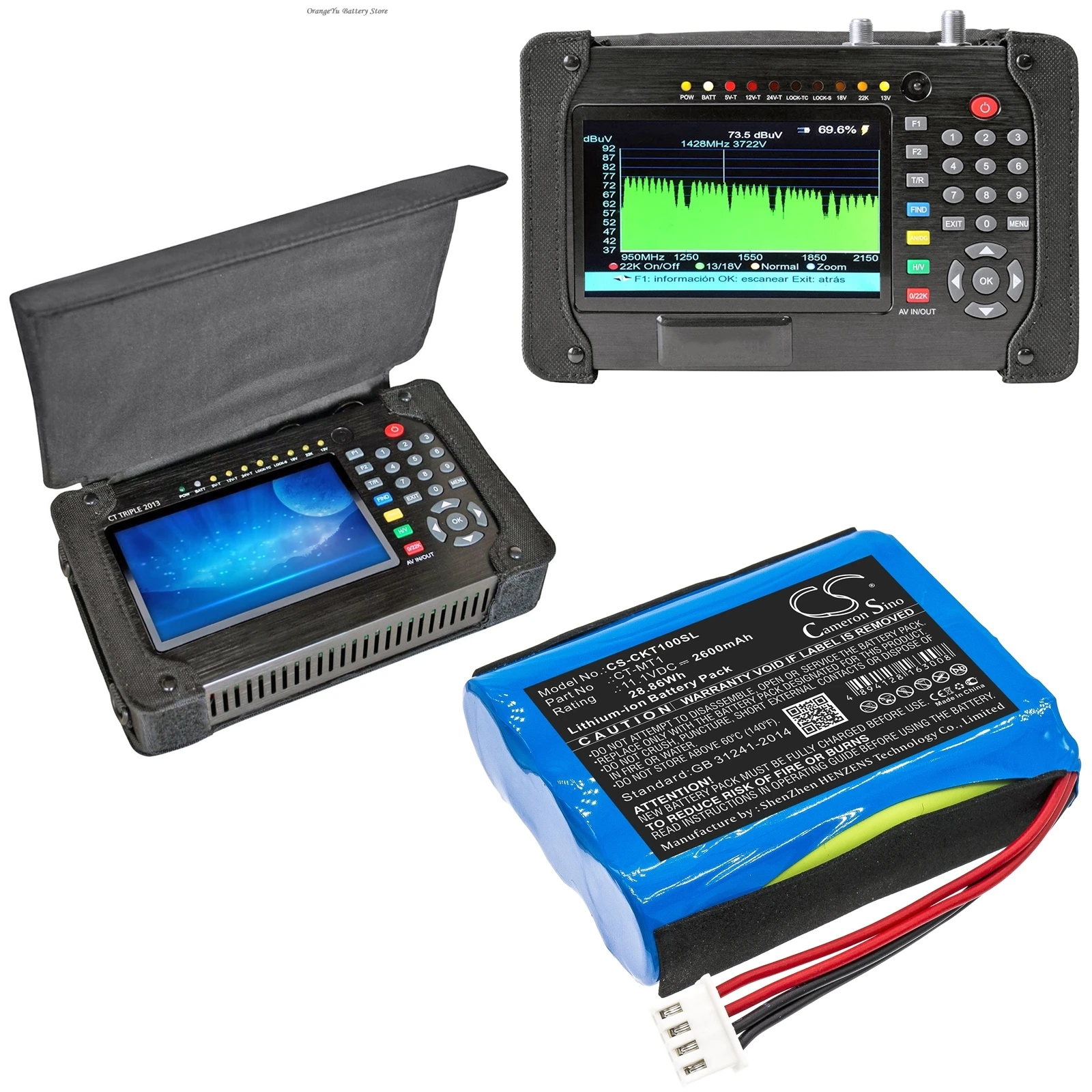 

11.1V 2600mAh Battery CT-MT1 for Tecatel M-T1 Combo, For Clarke-Tech CT Triple +TOOL